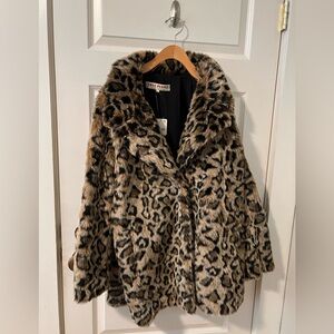 Free People Faux Fur Coat in Leopard Print